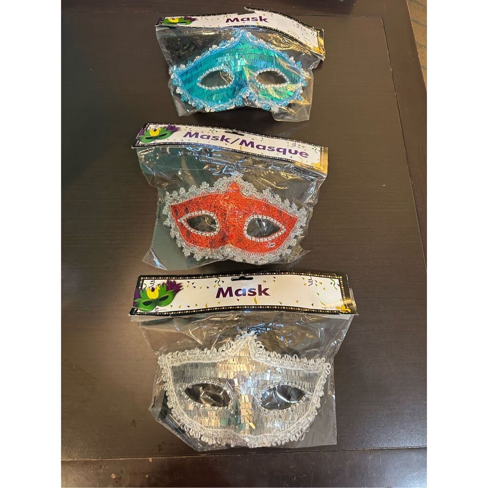 New Set Of 3 Mardi Gras Masks Costumes Adult